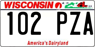 WI license plate 102PZA