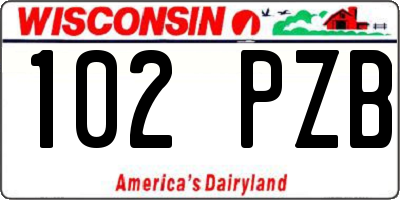 WI license plate 102PZB
