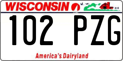 WI license plate 102PZG