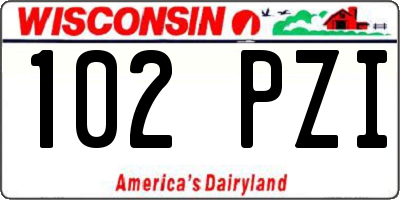 WI license plate 102PZI
