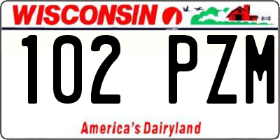 WI license plate 102PZM