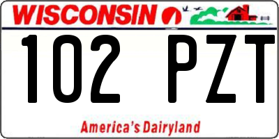 WI license plate 102PZT