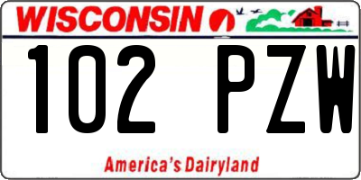 WI license plate 102PZW
