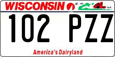 WI license plate 102PZZ