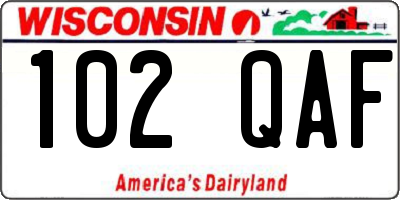 WI license plate 102QAF
