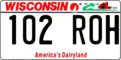 WI license plate 102ROH