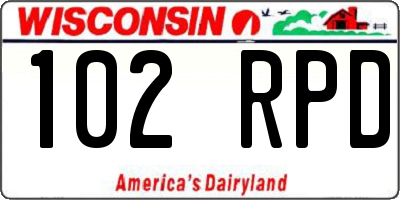 WI license plate 102RPD