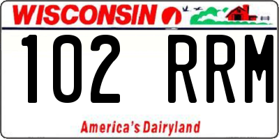 WI license plate 102RRM
