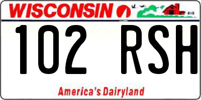 WI license plate 102RSH