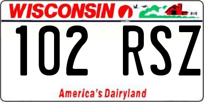 WI license plate 102RSZ