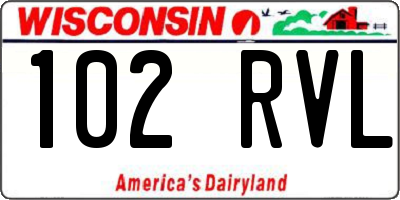 WI license plate 102RVL