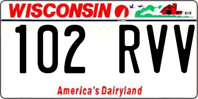 WI license plate 102RVV