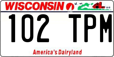 WI license plate 102TPM
