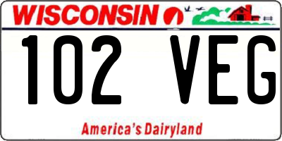 WI license plate 102VEG
