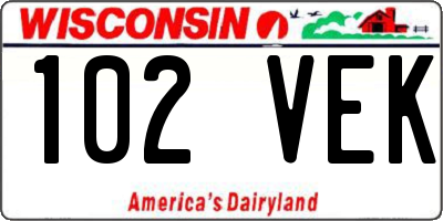 WI license plate 102VEK