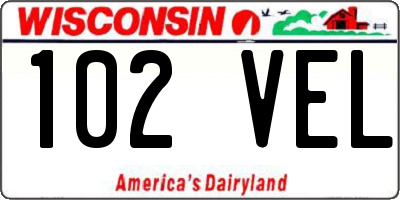 WI license plate 102VEL