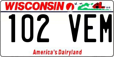 WI license plate 102VEM