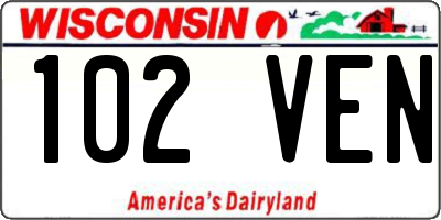 WI license plate 102VEN