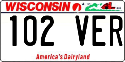 WI license plate 102VER