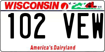 WI license plate 102VEW