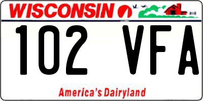 WI license plate 102VFA