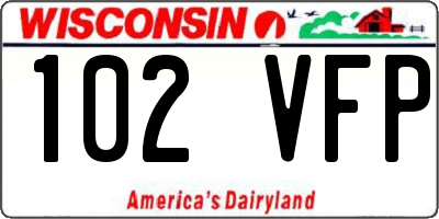WI license plate 102VFP