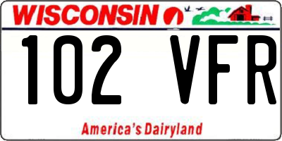 WI license plate 102VFR