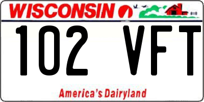 WI license plate 102VFT