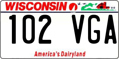 WI license plate 102VGA