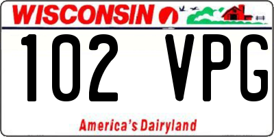 WI license plate 102VPG