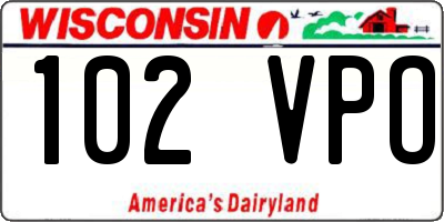 WI license plate 102VPO