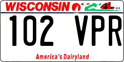 WI license plate 102VPR
