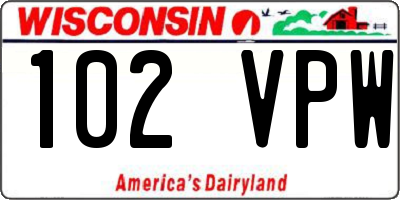 WI license plate 102VPW