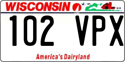 WI license plate 102VPX