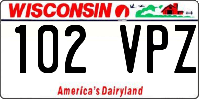 WI license plate 102VPZ