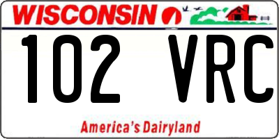 WI license plate 102VRC