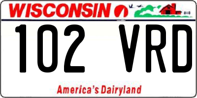 WI license plate 102VRD