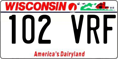 WI license plate 102VRF