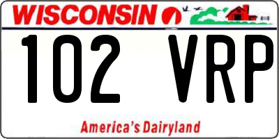 WI license plate 102VRP