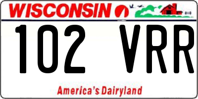 WI license plate 102VRR