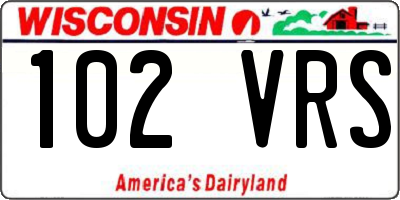 WI license plate 102VRS