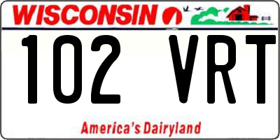 WI license plate 102VRT