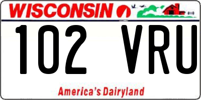 WI license plate 102VRU