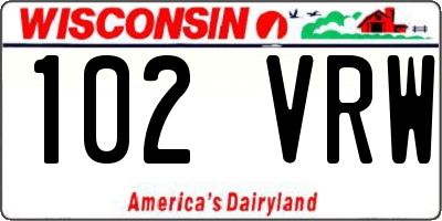 WI license plate 102VRW