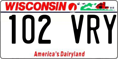 WI license plate 102VRY