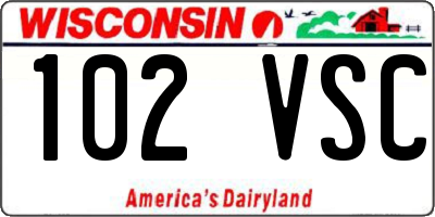 WI license plate 102VSC