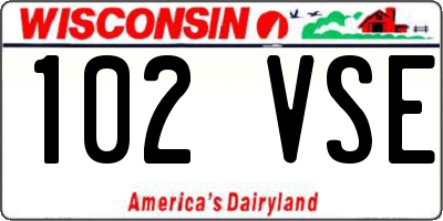 WI license plate 102VSE