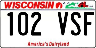 WI license plate 102VSF