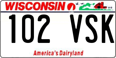 WI license plate 102VSK