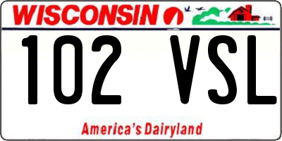 WI license plate 102VSL
